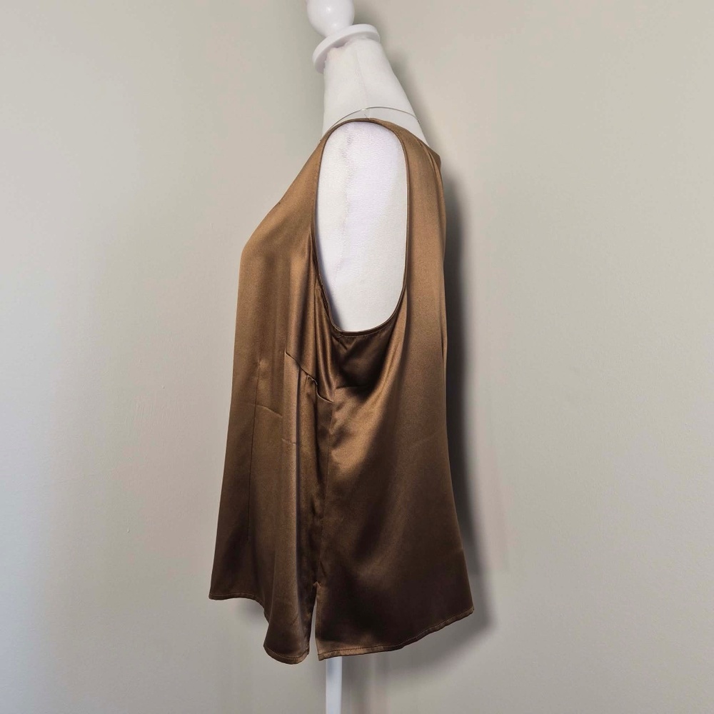 Eileen Fisher 100% Silk Satin Plus Size Minimalist Chic Bronze Brown Tank Top 1X - Picture 5 of 11
